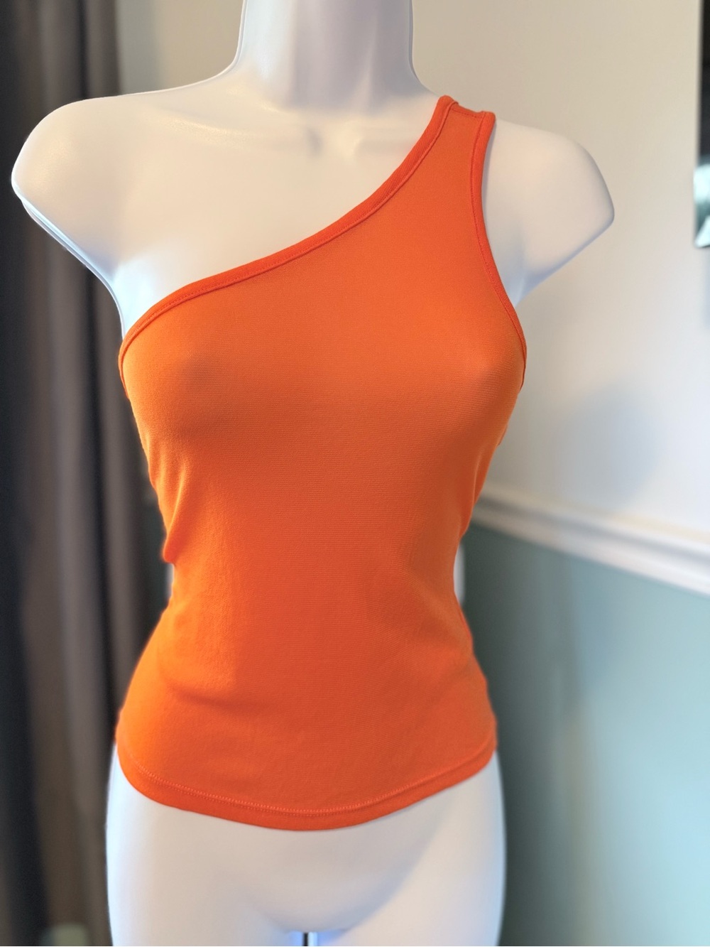 Women's One-Shoulder Tank Top - Orange